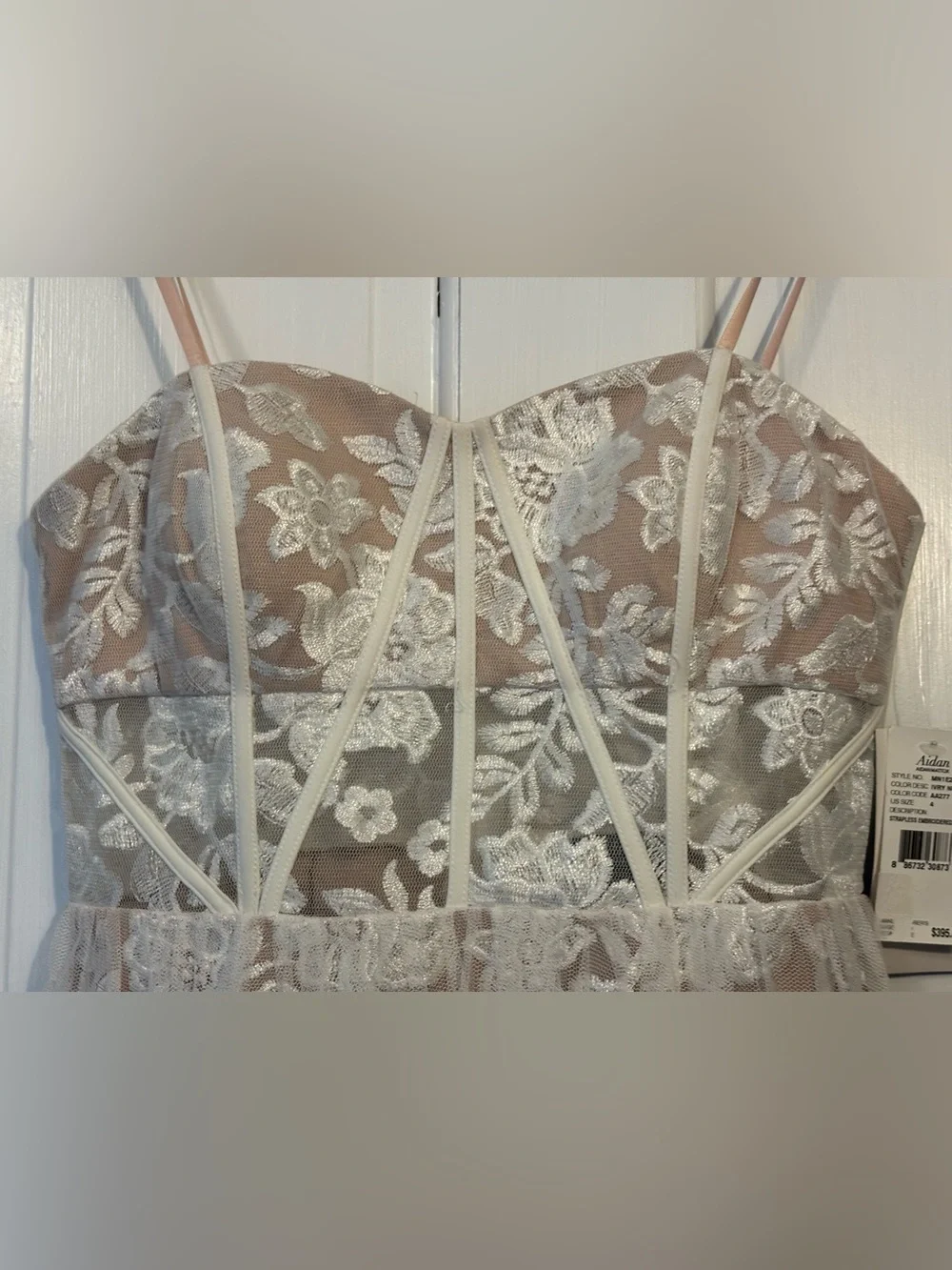 Aidan Mattox Lace Overlay Strapless Evening or Bridal Gown - Picture 5 of 13